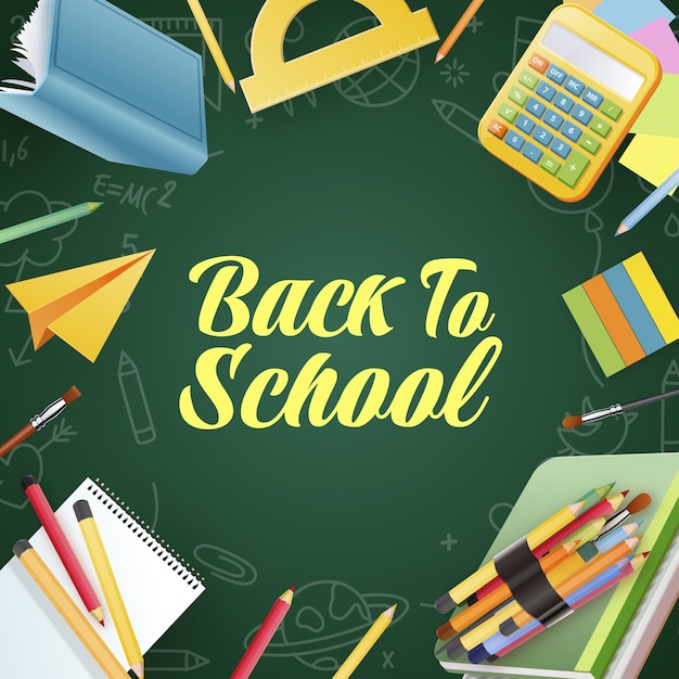 Ilustración realista para la temporada de regreso a la escuela.