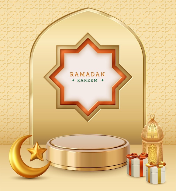 Ilustración realista tridimensional de Ramadán Kareem