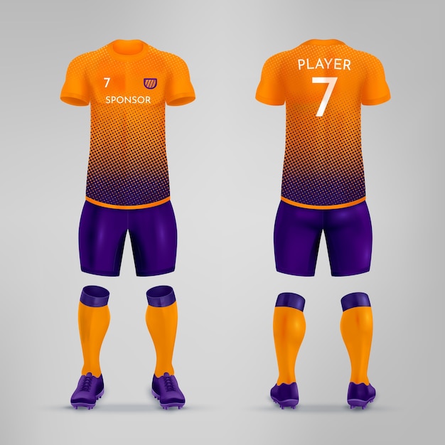 Ilustración realista del uniforme de fútbol corporativo