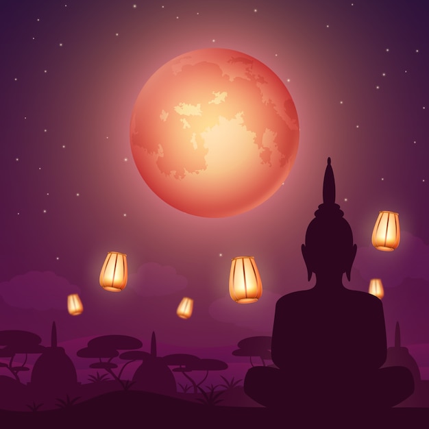 Ilustración realista del vesak