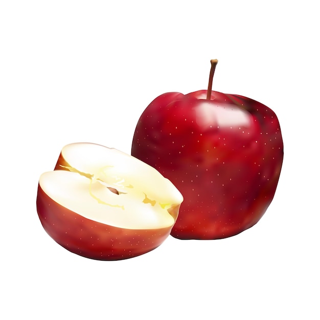 Ilustración de una rebanada de manzana sobre un fondo blanco Vol 01