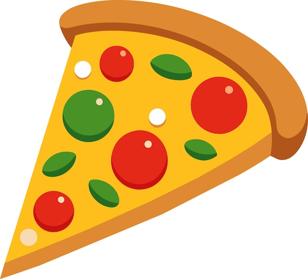Vector ilustración de una rebanada de pizza aislada sobre un fondo blanco