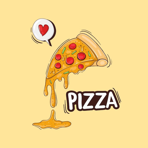 Ilustración de rebanada de pizza dibujada a mano colorida