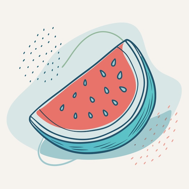 Ilustración de rebanadas de sandía dibujadas a mano con formas abstractas