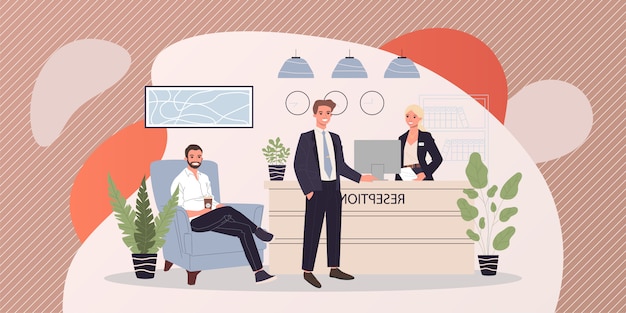 Ilustración de recepción de oficina