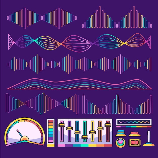 Ilustración de recogida de ondas sonoras dibujada a mano