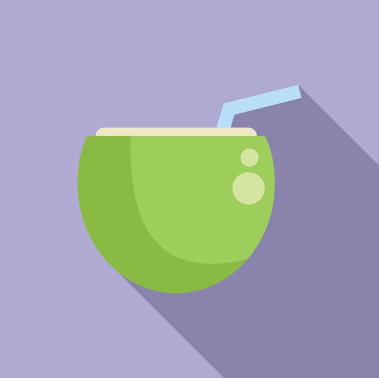 Vector ilustración de una refrescante bebida de coco verde