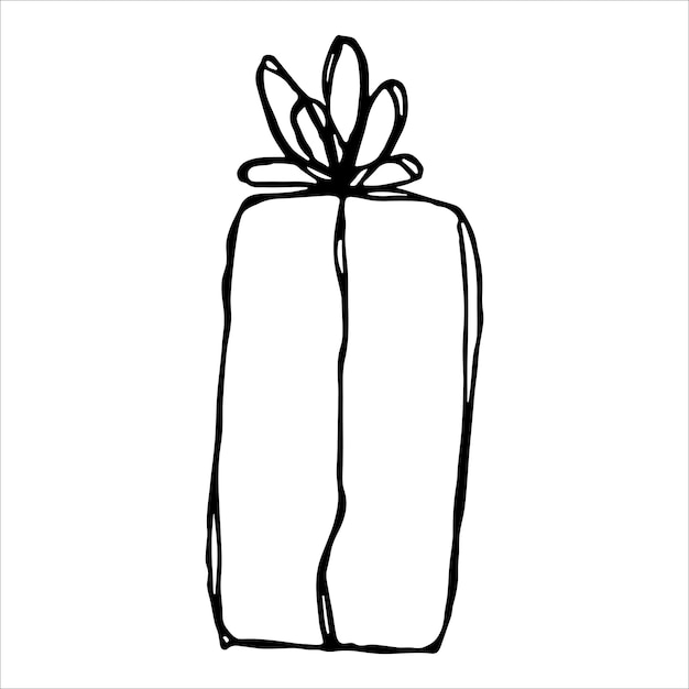 Ilustración de regalo dibujada a mano Clipart de regalo de cumpleaños Doodle de vacaciones