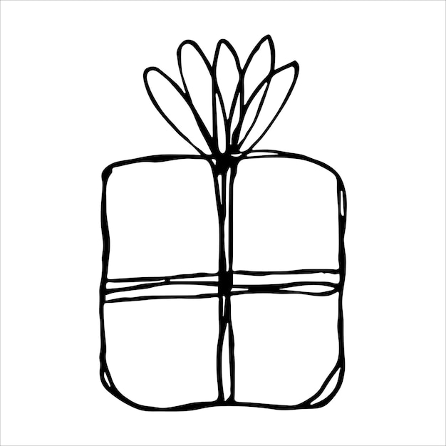 Ilustración de regalo dibujada a mano clipart de regalo de cumpleaños doodle de vacaciones