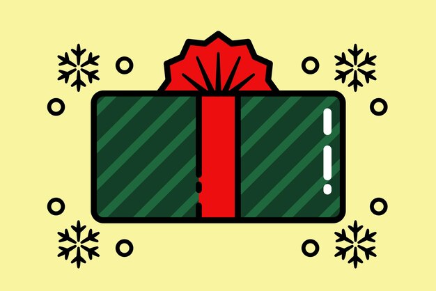 Vector ilustración de regalo de navidad en diseño plano