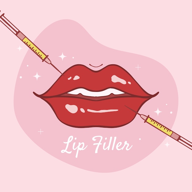 Ilustración de relleno de labios dibujado a mano