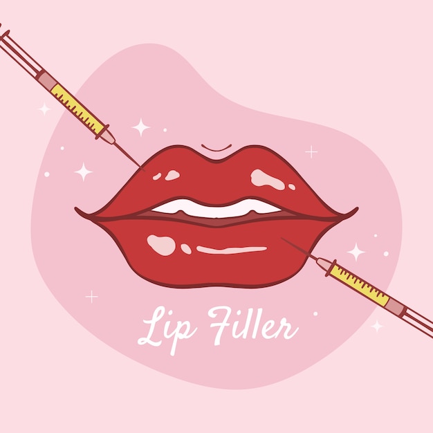 Vector ilustración de relleno de labios dibujado a mano