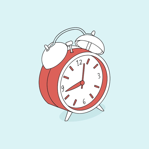 Ilustración del reloj de alarma que suena Ilustración vectorial de reloj de estilo plano Ilustración vectoria de reloj lindo