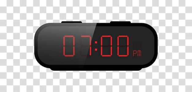 Vector ilustración de reloj despertador digital letras y números digitales rojos