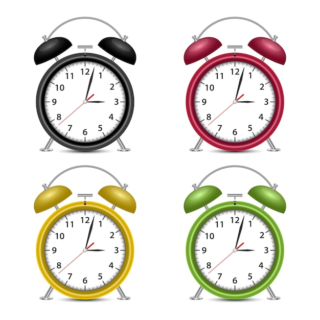 Vector ilustración de reloj despertador sobre fondo blanco