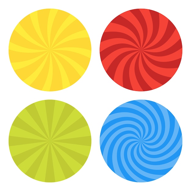 ilustración para remolino. Conjunto de fondo de patrón radial remolino. Rayos de rotación de hélice de giro en espiral de starburst vórtice. Rayas escalables psicodélicas convergentes. Divertidos rayos de luz solar.