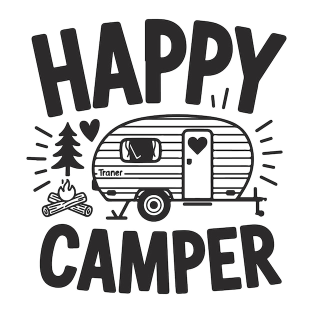 Ilustración del remolque de acampada feliz