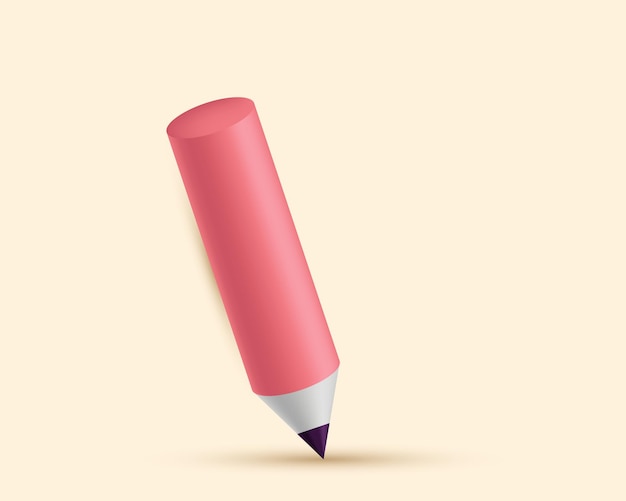 Ilustración de renderizado 3D con lápiz naranja aislado