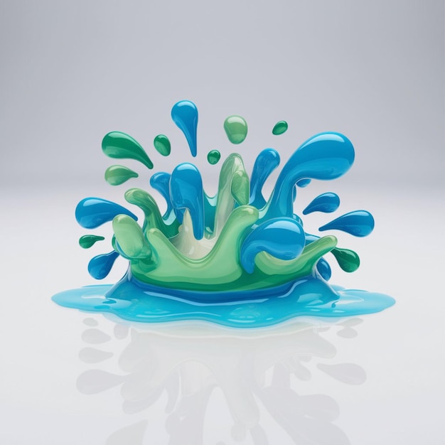 Vector ilustración de renderizado 3d que muestra una salpicadura de agua en un estilo de dibujos animados