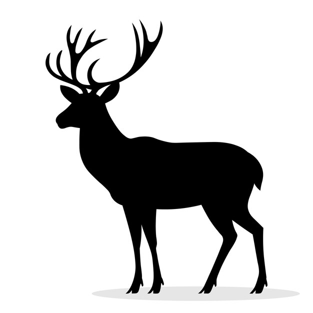 Ilustración del reno silueta vectorial del cuervo con cuernos