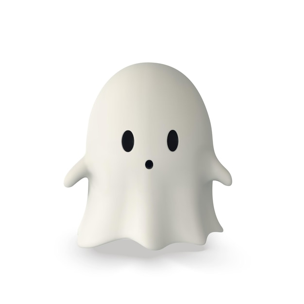 Ilustración de representación 3D de la linda y amigable pancarta de Ghost Happy Halloween o invitación de fiesta Ilustración vectorial