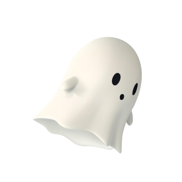 Ilustración de representación 3D de la linda y amigable pancarta de Ghost Happy Halloween o invitación de fiesta Ilustración vectorial