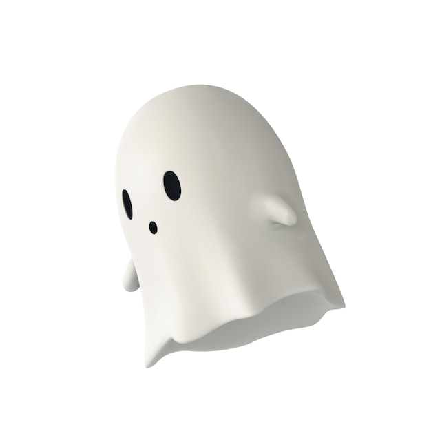 Ilustración de representación 3D de la linda y amigable pancarta de Ghost Happy Halloween o invitación de fiesta Ilustración vectorial