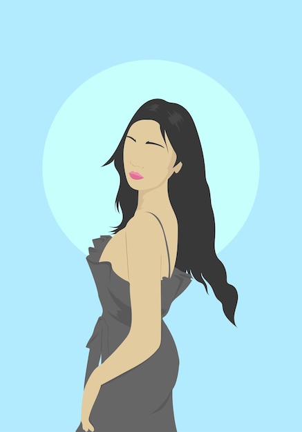 Ilustración de retrato abstracto de una mujer Boho Mujer feminismo fondo artístico para cartel de impresión de arte