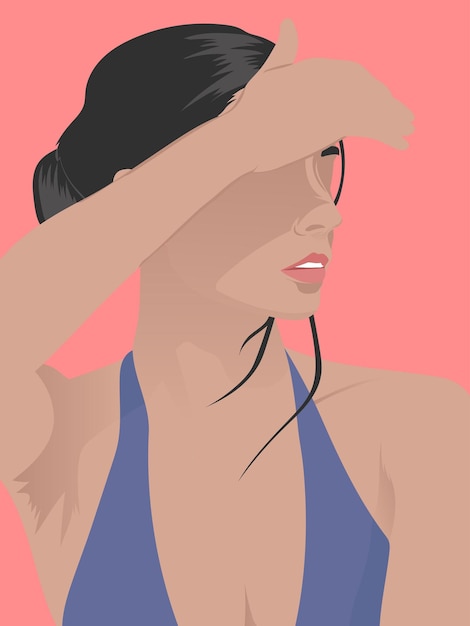 Ilustración de retrato abstracto de una mujer Boho Mujer feminismo fondo artístico para cartel de impresión de arte