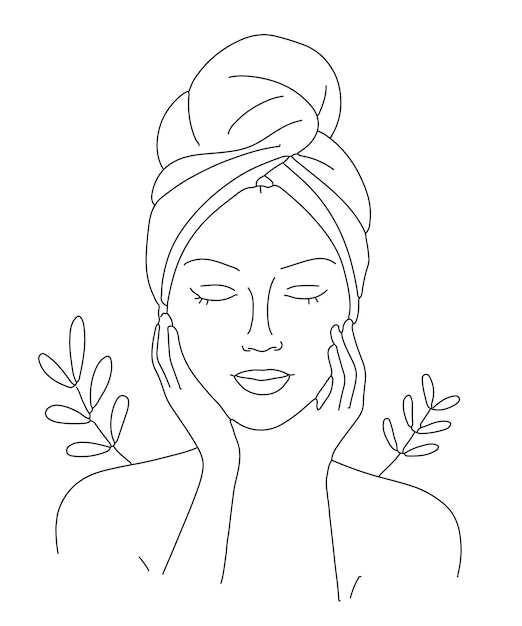 Ilustración de retrato de arte de una línea dibujada a mano por vector libre