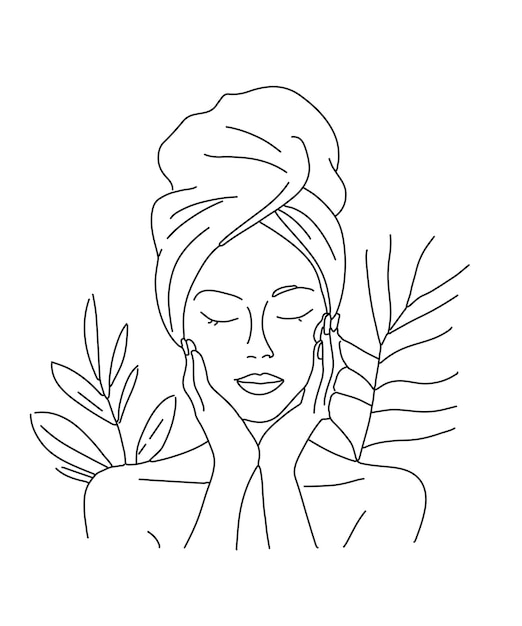 Ilustración de retrato de arte de una línea dibujada a mano por vector libre