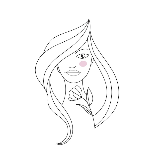 Ilustración de retrato de arte de una línea dibujada a mano