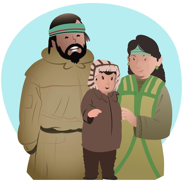 Vector ilustración de retrato de familia (parejas)