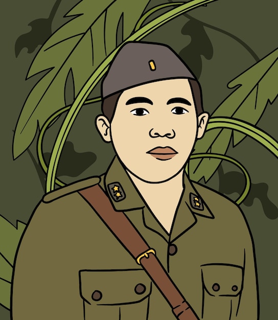 Vector ilustración de retrato de héroe balinés feliz día de los héroes nacionales de indonesia