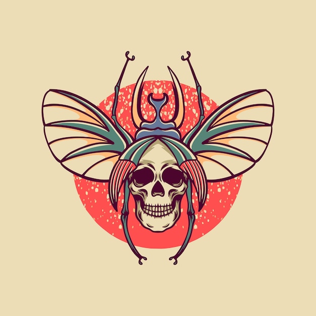 Ilustración retro del escarabajo del cráneo