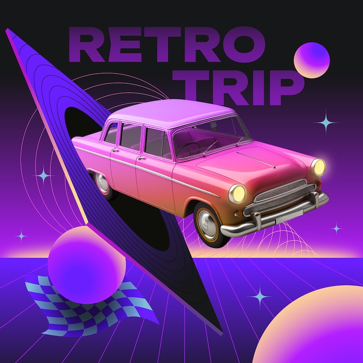 Vector ilustración retro futurista