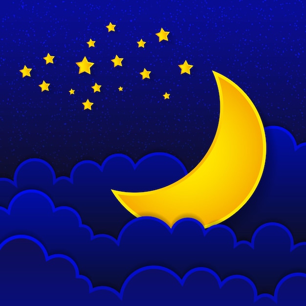 Buenas Noches, Luna en el cielo ilustración vectorial EPS10 Imagen Vector  de stock - Alamy