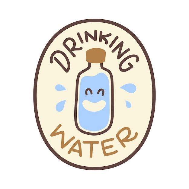 Ilustración retro de pegatinas de agua potable