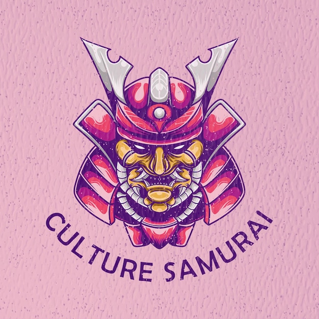 Vector ilustración retro samurai con papel de textura