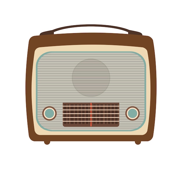 Ilustración retro de sonido de medios de tecnología vintage para diseño de radio electro antiguo