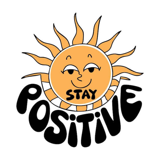 Ilustración de Retro Stay Positive Groovy Sun (Sigue siendo positivo)