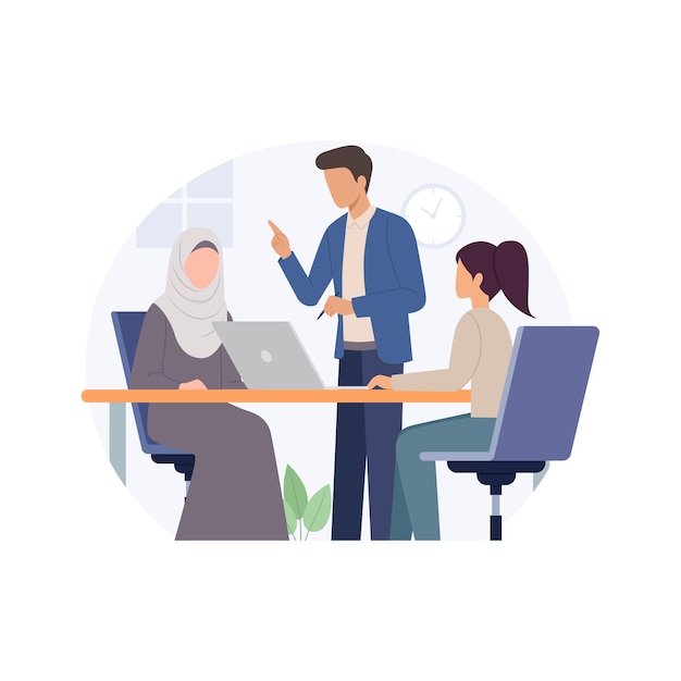 Ilustración de la reunión del equipo de negocios Comunicación corporativa Colaboración en equipo