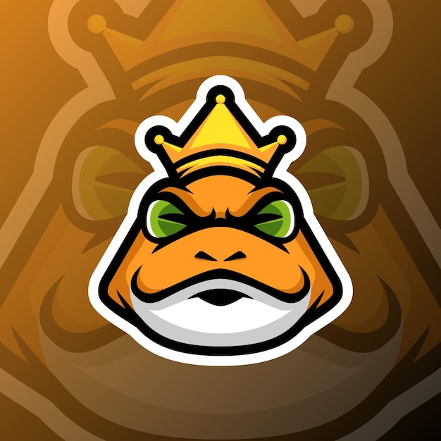 ilustración de un rey rana en estilo de logotipo de esport