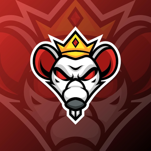 Ilustración de un rey ratón en estilo de logotipo de esport