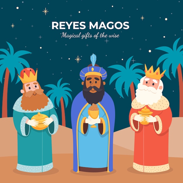 Vector ilustración de los reyes magos planos