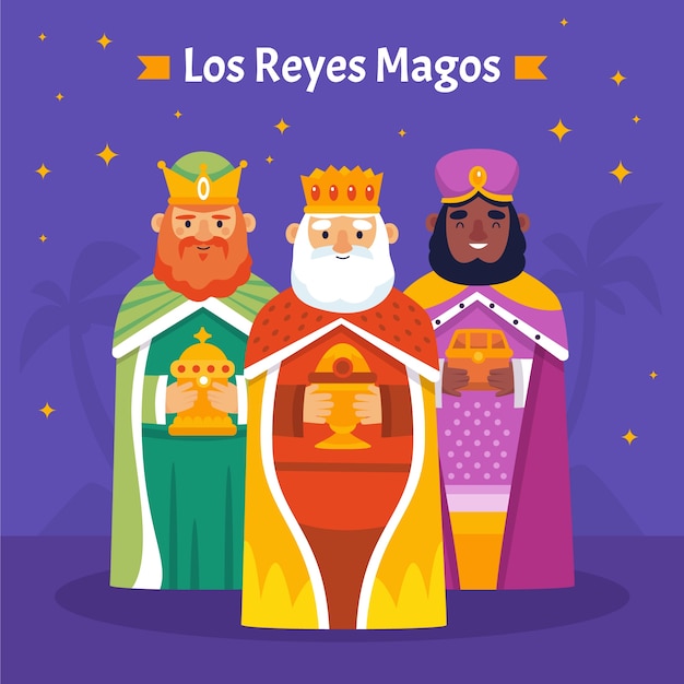 Vector ilustración de los reyes magos planos