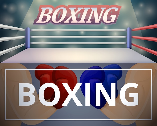 Ilustración del ring de boxeo en estilo de dibujos animados