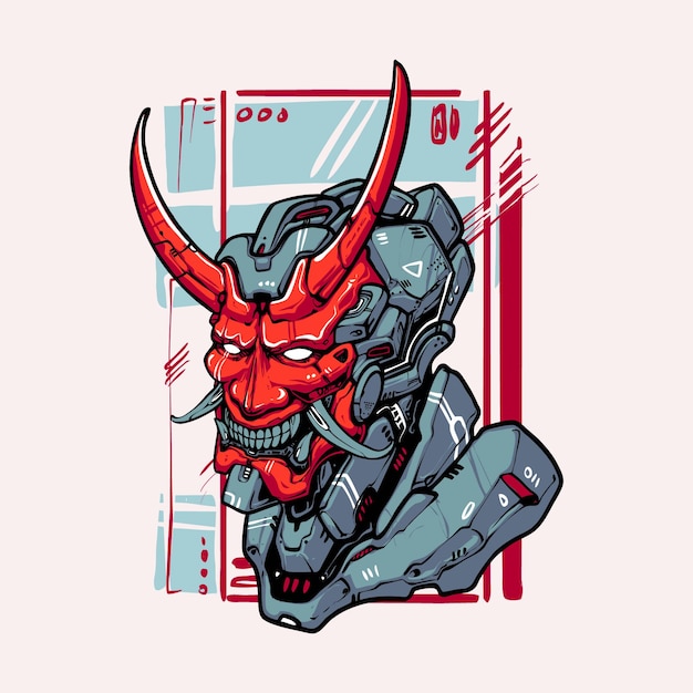 La ilustración del robot diablo japonés