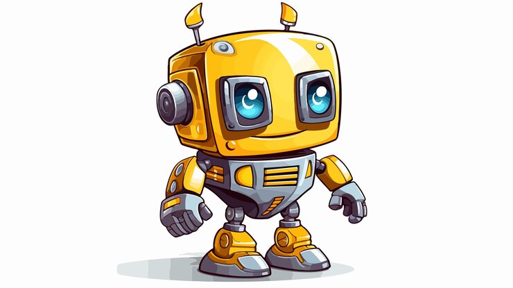 Vector ilustración de robot de dibujos animados de color amarillo gris