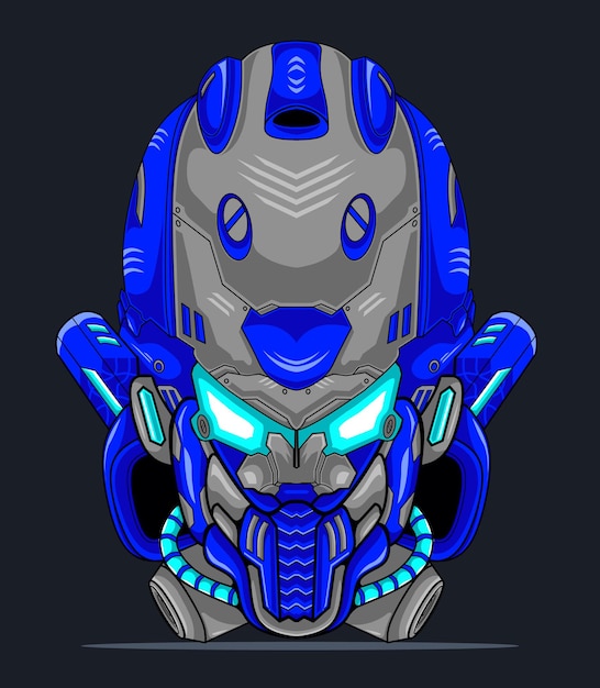 Ilustración de robot guerrero azul